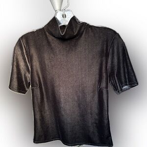 Elegant Vintage Bisou-Bisou Black Velvet Women's Top -size small